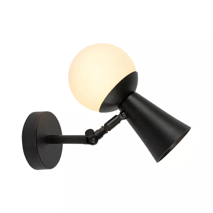 Arandela de Parede Cone Ø10x19cm Alumínio e Vidro Preto - Portofino AR2146